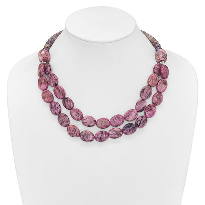 Sterlingsilber Charoite, Jade, Rosa und Lila Jasper mit 2 Zoll Verlängerung Halskette
