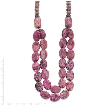Sterlingsilber Charoite, Jade, Rosa und Lila Jasper mit 2 Zoll Verlängerung Halskette