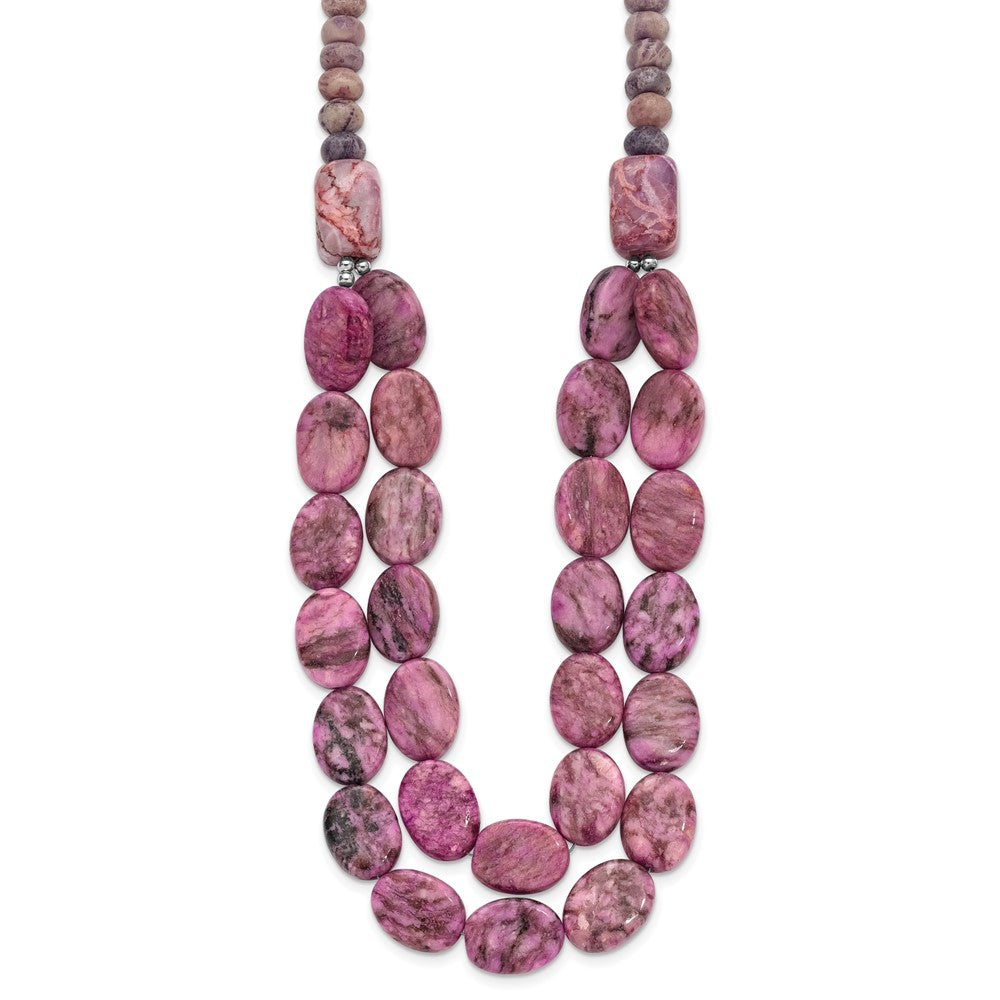 Sterlingsilber Charoite, Jade, Rosa und Lila Jasper mit 2 Zoll Verlängerung Halskette
