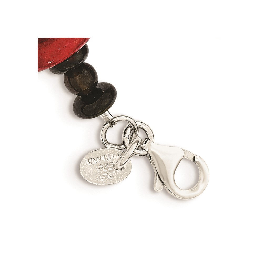 8.5 Zoll Sterlingsilber Achat & Rot Reconstructed Magnesite mit 1 Zoll Verlängerung Armband