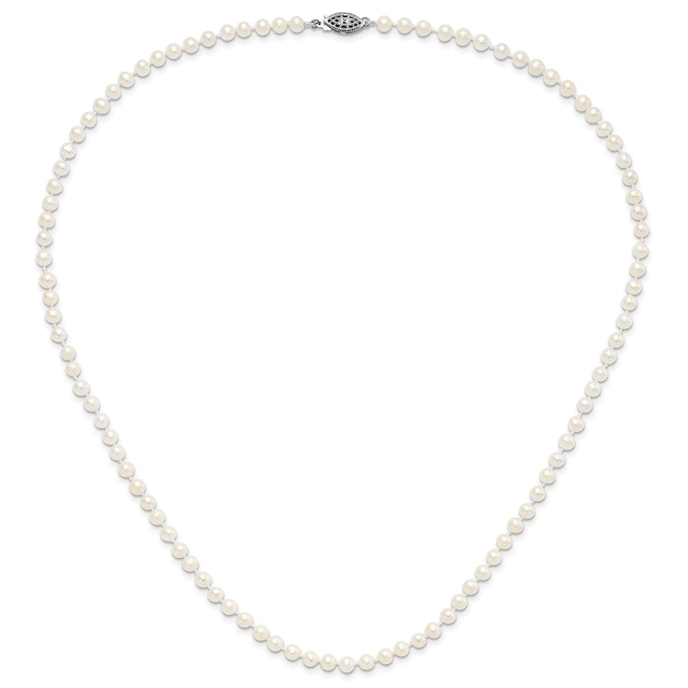 Sterlingsilber Rhodium 4-5mm Weiß Fwc Perle Halskette