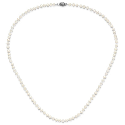 Sterlingsilber Rhodium 4-5mm Weiß Fwc Perle Halskette