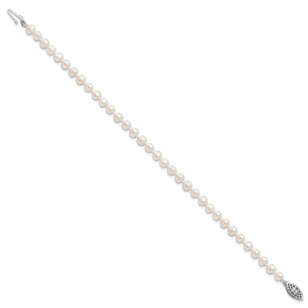 7.25 Zoll Sterlingsilber Rhodium 4-5mm Weiß Fwc Perle Armband