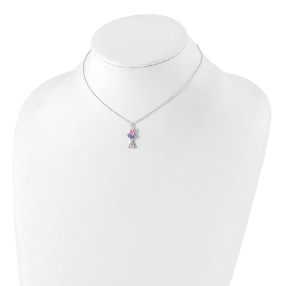 Sterlingsilber Poliert & Emailliert Ballerina Kinder 14 Zoll Halskette Ohrring Set