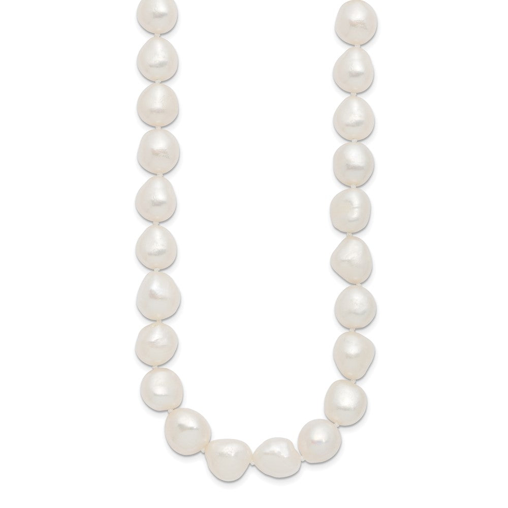 Sterlingsilber Rhodiniert 11-12mm Weiß Baroque Fwc Perle Halskette