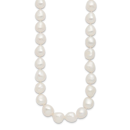 Sterlingsilber Rhodiniert 11-12mm Weiß Baroque Fwc Perle Halskette