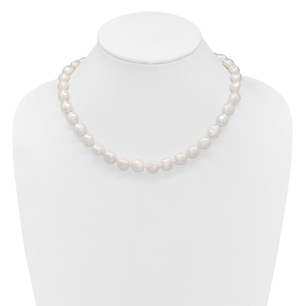 Sterlingsilber Rhodiniert 11-12mm Weiß Baroque Fwc Perle Halskette