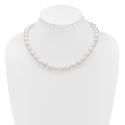 Sterlingsilber Rhodiniert 11-12mm Weiß Baroque Fwc Perle Halskette