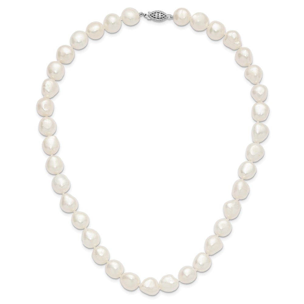 Sterlingsilber Rhodiniert 11-12mm Weiß Baroque Fwc Perle Halskette