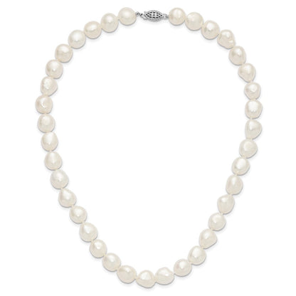 Sterlingsilber Rhodiniert 11-12mm Weiß Baroque Fwc Perle Halskette