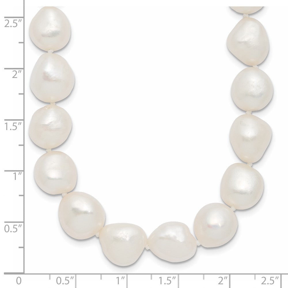 Sterlingsilber Rhodiniert 11-12mm Weiß Baroque Fwc Perle Halskette