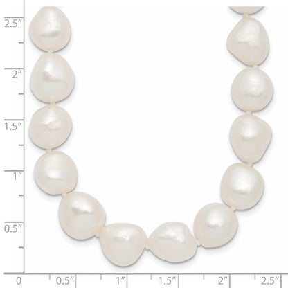 Sterlingsilber Rhodiniert 11-12mm Weiß Baroque Fwc Perle Halskette