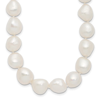 Sterlingsilber Rhodiniert 11-12mm Weiß Baroque Fwc Perle Halskette