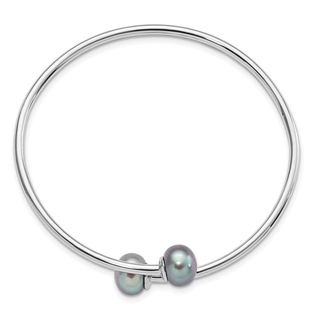 Sterlingsilber Rhodiniert 9-10mm Grau Knopf Fwc Perle Armband