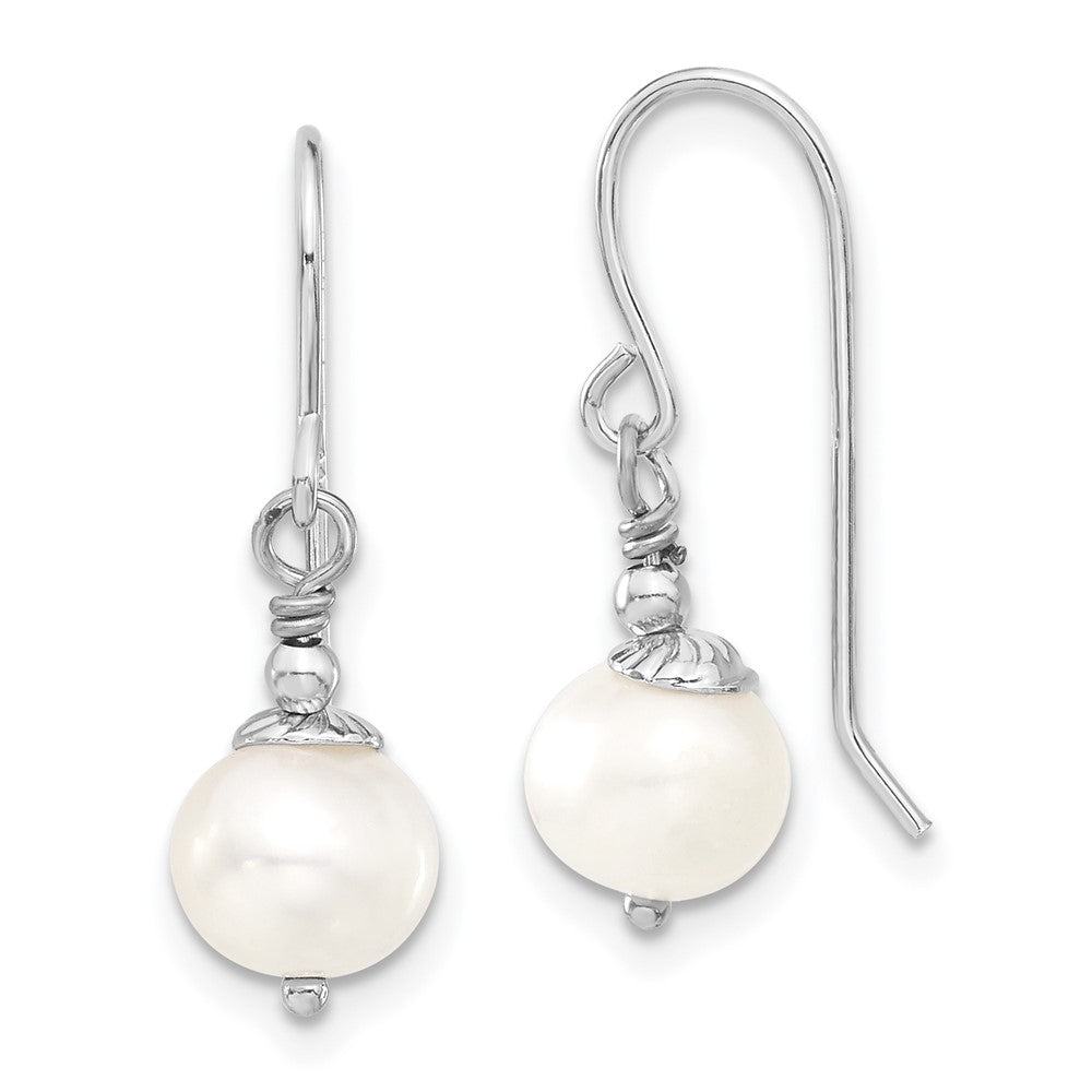 Sterlingsilber Rhodiniert 7-8mm Weiß Fwc Perle Ohrring/necklace Set