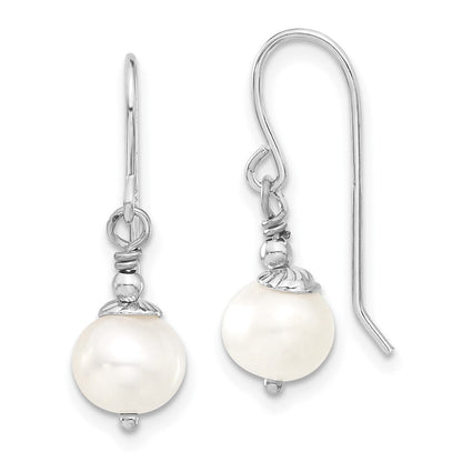 Sterlingsilber Rhodiniert 7-8mm Weiß Fwc Perle Ohrring/necklace Set