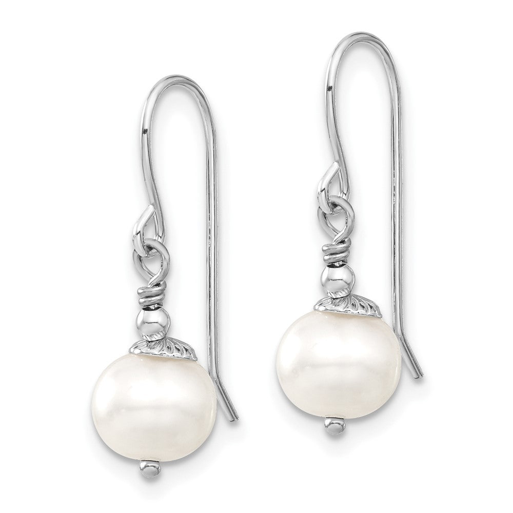 Sterlingsilber Rhodiniert 7-8mm Weiß Fwc Perle Ohrring/necklace Set