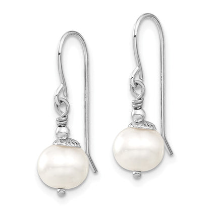 Sterlingsilber Rhodiniert 7-8mm Weiß Fwc Perle Ohrring/necklace Set