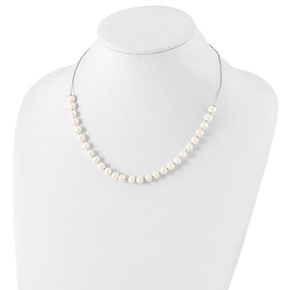 Sterlingsilber Rhodiniert 7-8mm Weiß Fwc Perle Ohrring/necklace Set