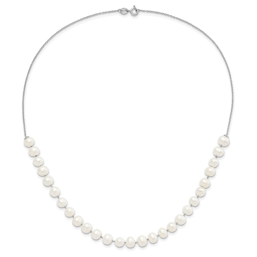 Sterlingsilber Rhodiniert 7-8mm Weiß Fwc Perle Ohrring/necklace Set