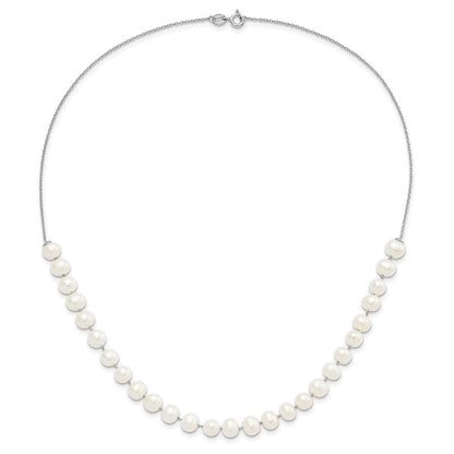 Sterlingsilber Rhodiniert 7-8mm Weiß Fwc Perle Ohrring/necklace Set