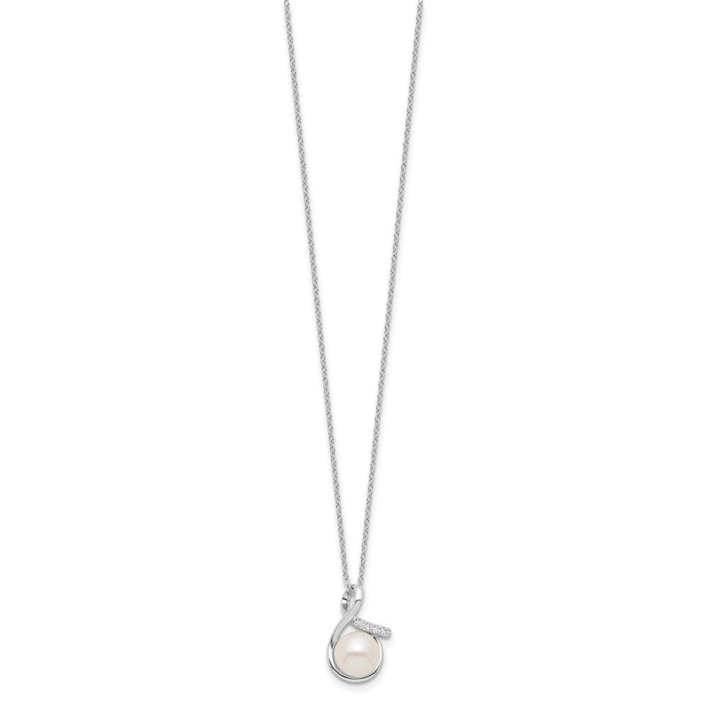 Sterlingsilber Rhodiniert 8-10mm Fwc Perle Zirkonia Ohrring/necklace Set