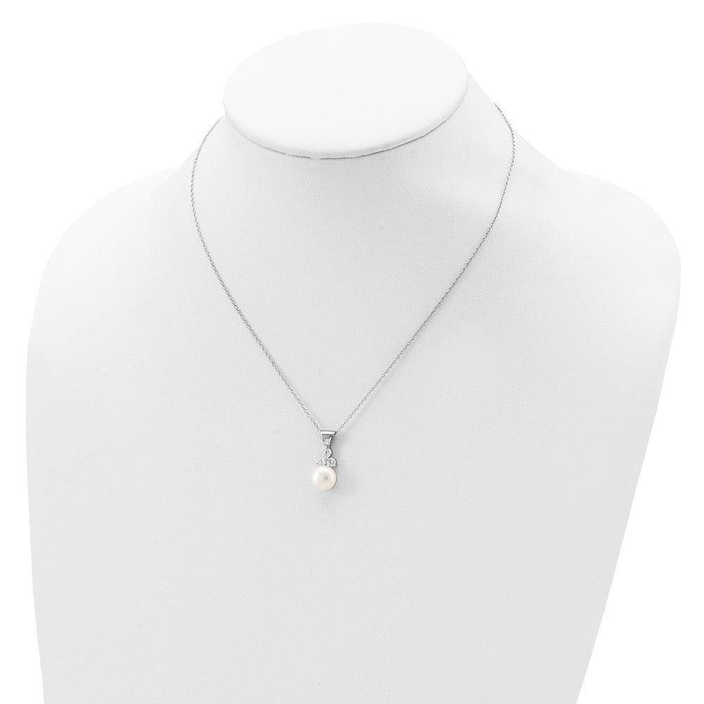 Sterlingsilber Rhodiniert 9-10mm Münze Fwcpearl Zirkonia Ohrring/necklace Set