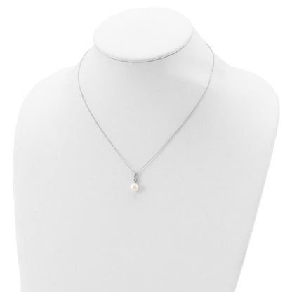 Sterlingsilber Rhodiniert 8-9mm Fwc Perle Zirkonia Ohrring/necklace Set