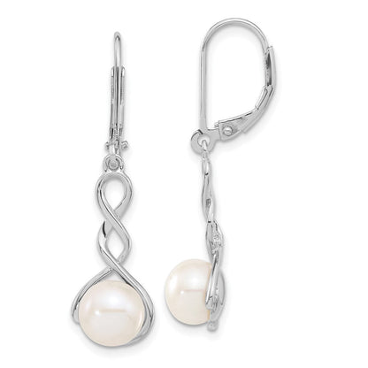 Sterlingsilber Rhodiniert 8-9mm Weiß Fwc Perle Ohrring/necklace Set