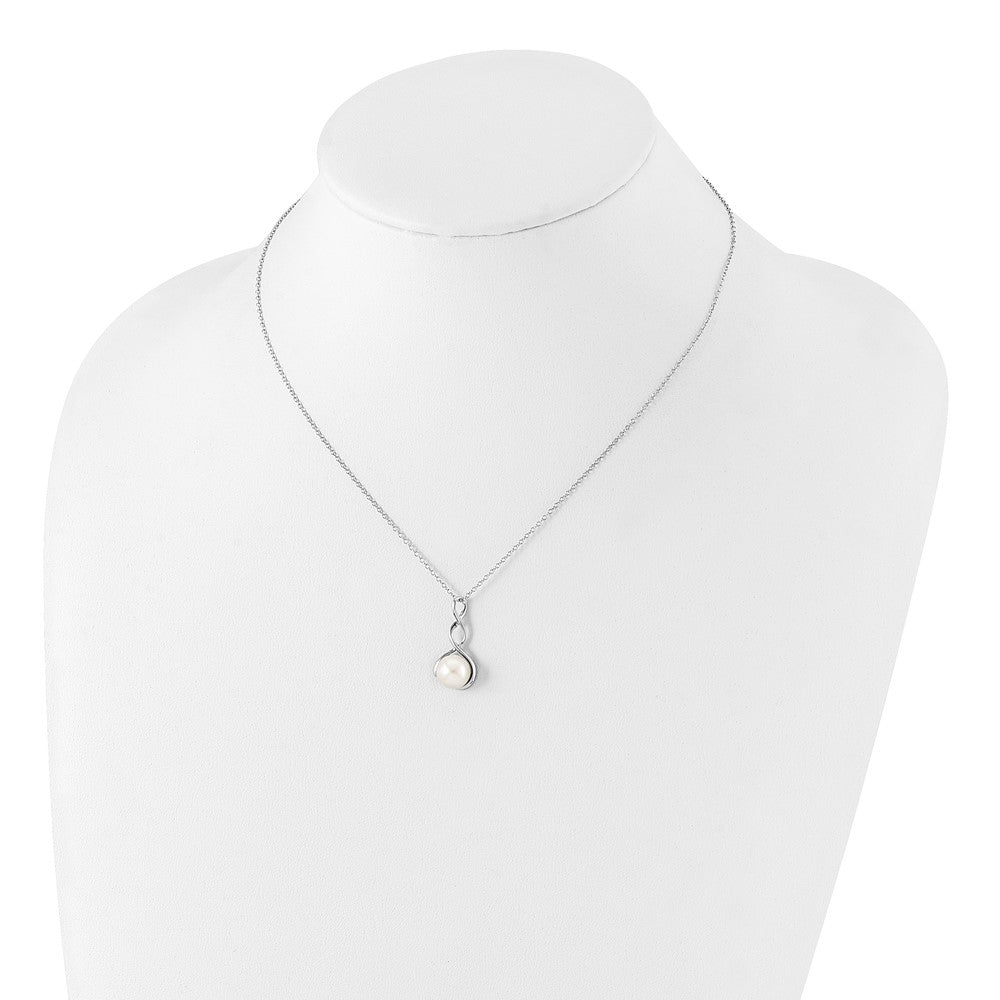 Sterlingsilber Rhodiniert 8-9mm Weiß Fwc Perle Ohrring/necklace Set