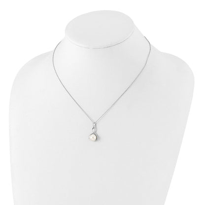 Sterlingsilber Rhodiniert 8-9mm Weiß Fwc Perle Ohrring/necklace Set