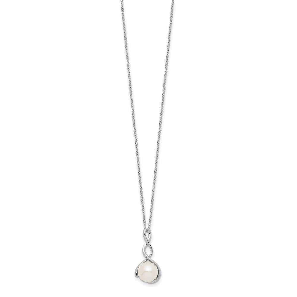 Sterlingsilber Rhodiniert 8-9mm Weiß Fwc Perle Ohrring/necklace Set