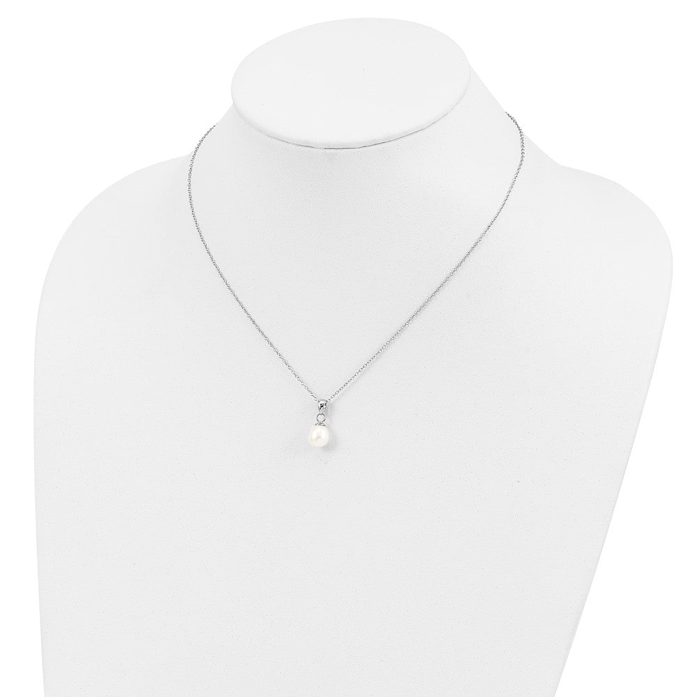 Sterlingsilber Rhodiniert 6-7mm Weiß Fwc Perle Ohrring/necklace Set