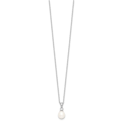 Sterlingsilber Rhodiniert 6-7mm Weiß Fwc Perle Ohrring/necklace Set