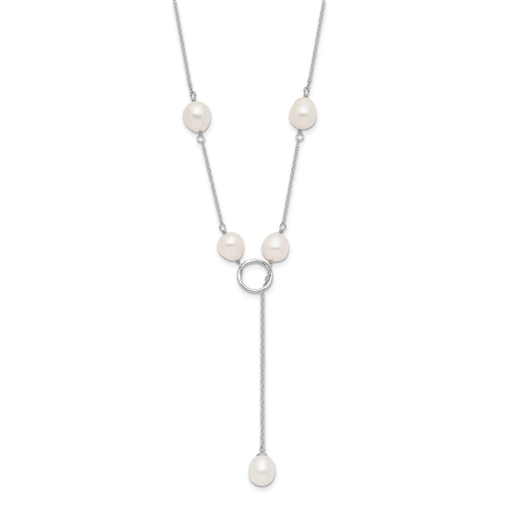 Sterlingsilber Rhodiniert 7-8mm Weiß Fwc Perle Droptoggle Halskette