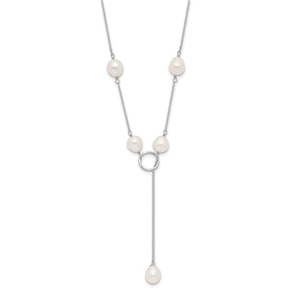 Sterlingsilber Rhodiniert 7-8mm Weiß Fwc Perle Droptoggle Halskette