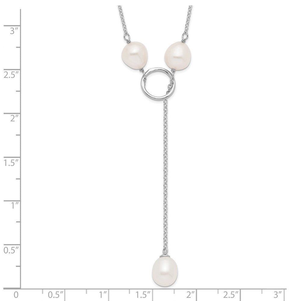 Sterlingsilber Rhodiniert 7-8mm Weiß Fwc Perle Droptoggle Halskette