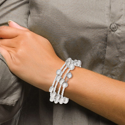 Mode 8-9mm Grau Baroque Süßwasser Zuchtperle und Glas Gekugelt Wickel Armband