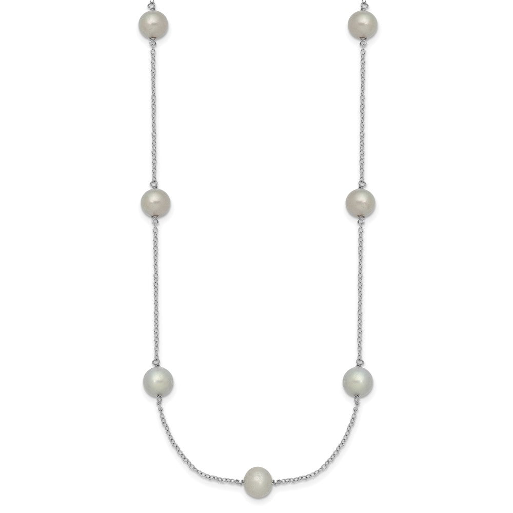 Sterlingsilber Rhodiniert 7-8mm Grau Fwc Perle 9 Station Halskette