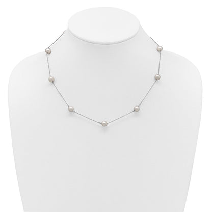 Sterlingsilber Rhodiniert 7-8mm Grau Fwc Perle 9 Station Halskette