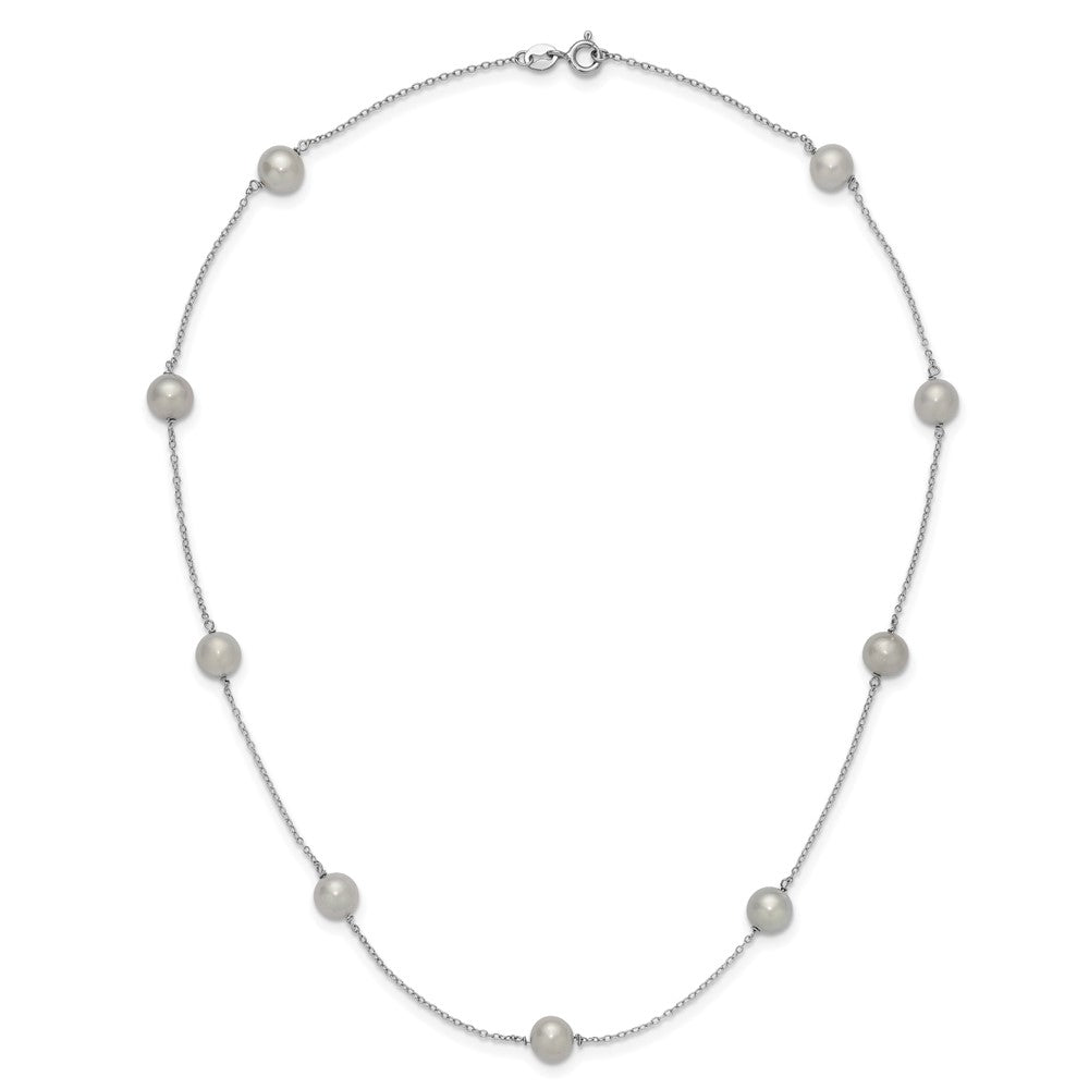 Sterlingsilber Rhodiniert 7-8mm Grau Fwc Perle 9 Station Halskette