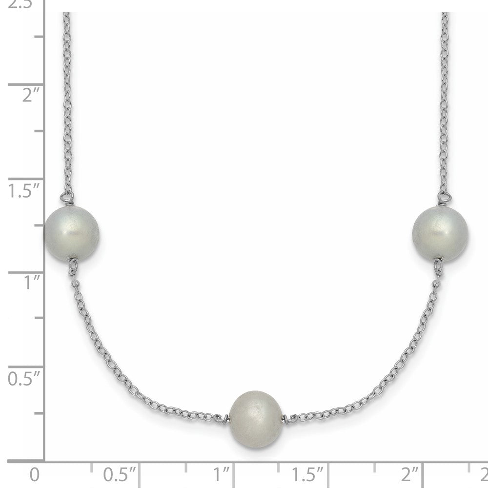 Sterlingsilber Rhodiniert 7-8mm Grau Fwc Perle 9 Station Halskette
