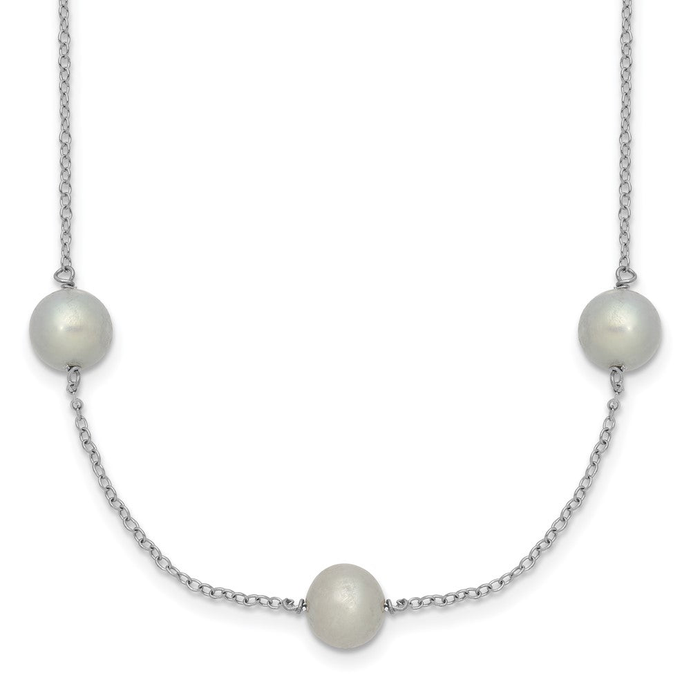 Sterlingsilber Rhodiniert 7-8mm Grau Fwc Perle 9 Station Halskette