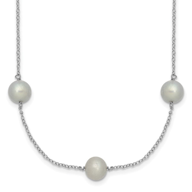 Sterlingsilber Rhodiniert 7-8mm Grau Fwc Perle 9 Station Halskette