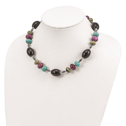 Sterlingsilber Ss Blkagte/crys/hem/prpl Magn./recon.magn./serpen. W2inext Halskette