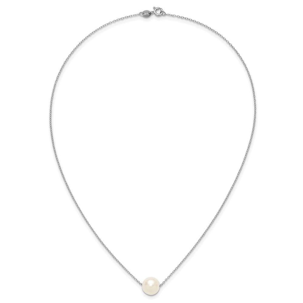 Sterlingsilber Rhodiniert 10-11mm Weiß Nahe Rund Fwc Perle Halskette