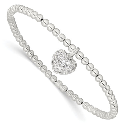 7 Zoll Sterlingsilber Zirkonia Herz Dehnbar Armband