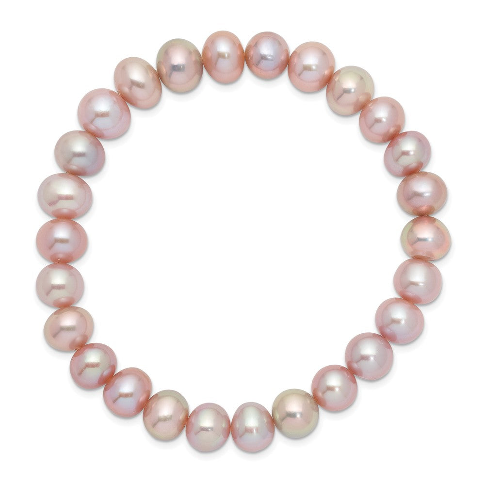 Mode 8-9mm Rosa Nahe-round Süßwasser Zuchtperle Dehnbar Armband