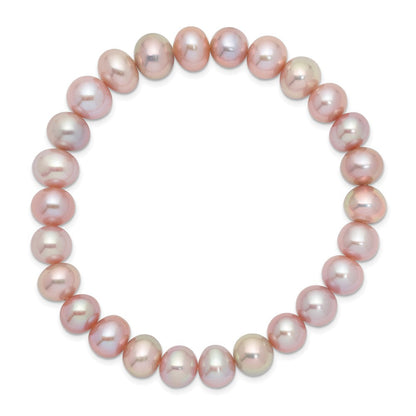 Mode 8-9mm Rosa Nahe-round Süßwasser Zuchtperle Dehnbar Armband
