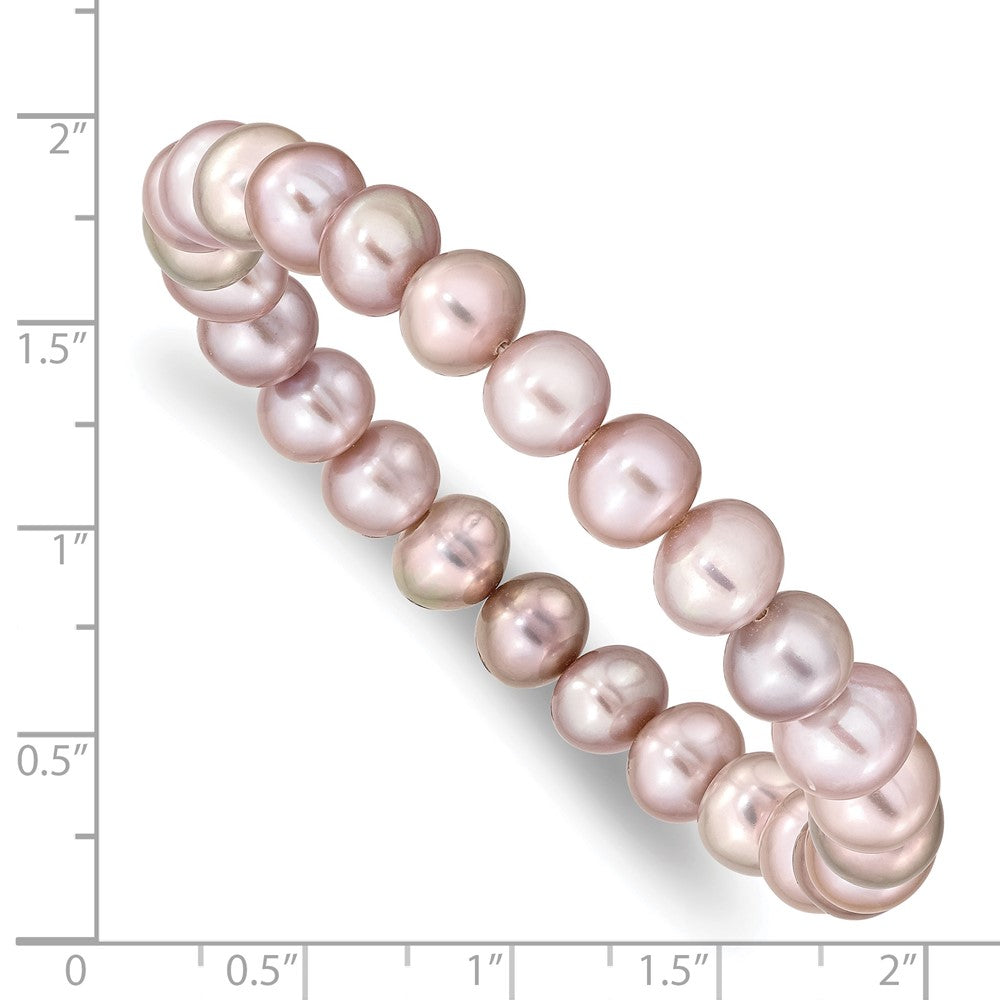 Mode 8-9mm Rosa Nahe-round Süßwasser Zuchtperle Dehnbar Armband